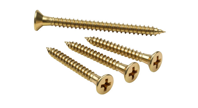 Four brass screws with cross-shaped slots