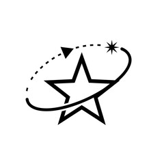 Black star symbol with orbiting star. © Rifky