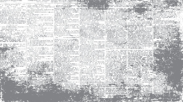 Distressed grey newspaper text background with visible columns and faded print