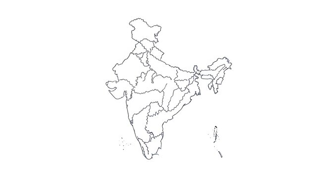 India map outline with state borders
