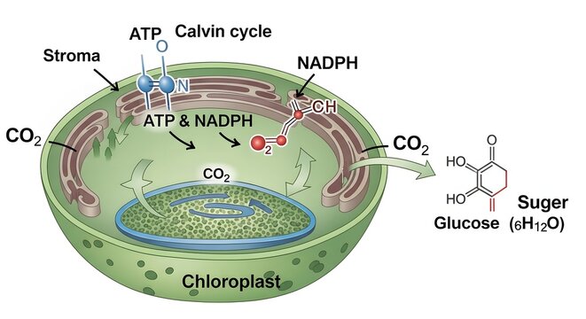Calvin cycle photosynthesis chloroplast diagram