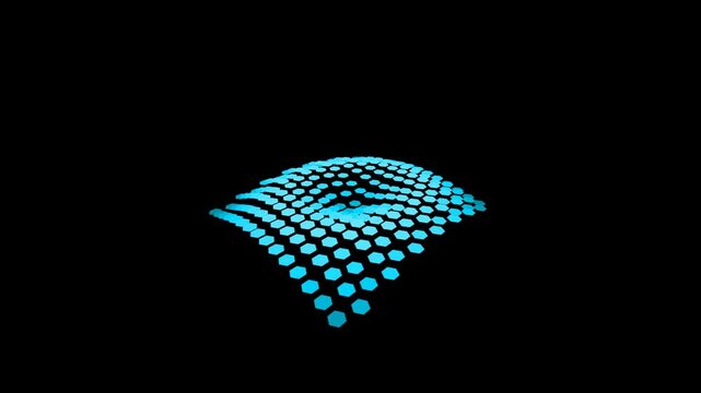 Cyan Hexagon Wave: A Dynamic Grid Pattern on a Black Void Background