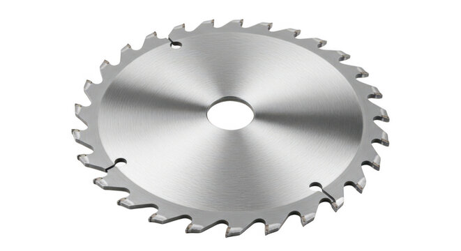 A circular saw blade with a silver finish