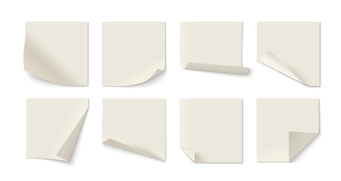 White Sticky Note Collection &ndash; Realistic Blank Paper Notes Set for Office and Reminder Design