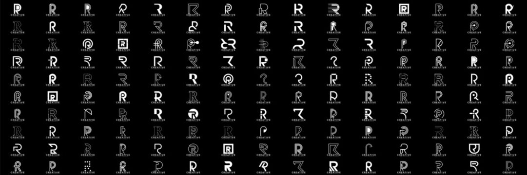 collection abstract creative letter R logo vector, bussines logo letter R	
