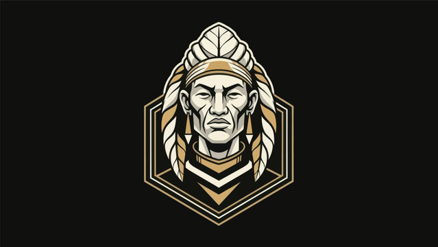 Native american warrior portrait emblem