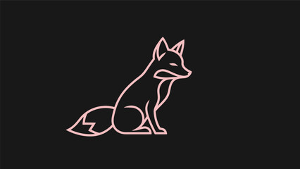 Naklejka premium Neon fox illustration on black background