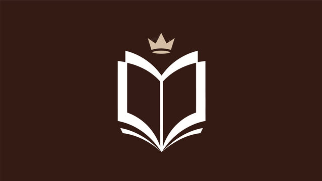 Open book with crown on dark background