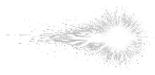 Trailing energy blast halftone design concept with dots texture for cosmic comets and futuristic speed trail effects. © AYESHA