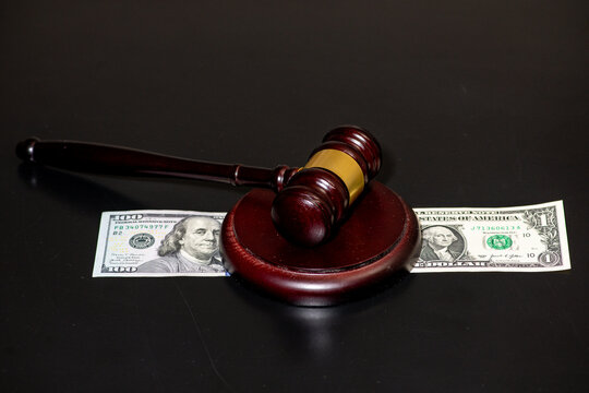 Bribe currency moves fast, gavel stops fraud. Gavel mallet signals judgment after bribe. Bribe dollars harm wealth, gavel restores justice. Gavel verdict guides restitution after bribe.