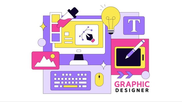 Animation of Graphic Designer Vector Illustration