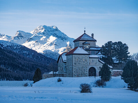 Winter landscape at St Moritz, Switzerland.