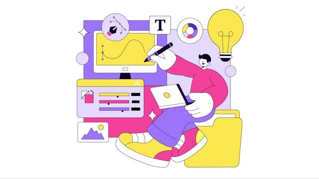Animation of Graphic Designer Vector Illustration