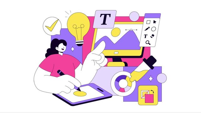 Animation of Graphic Designer Vector Illustration