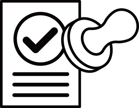 書類にチェックマークのハンコを押すアイコン｜承認・確認・完了を表すイラスト Document Approval Icon with Check Mark Stamp
