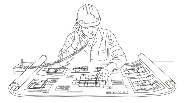 Architectural Blueprint Drawing by Engineer.
