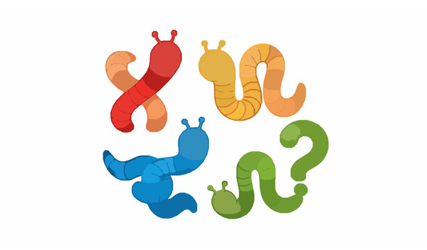 Circular cartoon worms colorful playful vector illustration