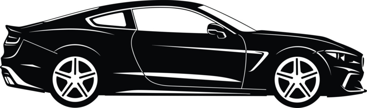 Sport car silhouette illustration with sleek modern design, black vehicle graphic for automotive concept, transportation, racing theme, luxury branding and performance engineering visualsSport car 