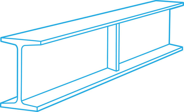 Isometric illustration of a steel i beam structural engineering component