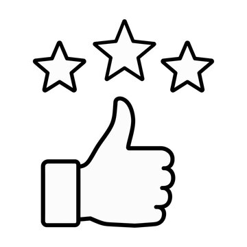 Vector of a thumbs up hand with three stars above it