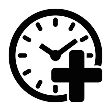 Vector of a clock with a plus sign
