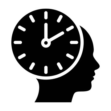 Vector of a head with a clock inside symbolizing time management