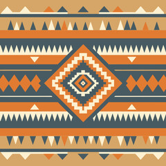 Southwestern Geometric Pattern with Tribal Ethnic Motif © fiqri