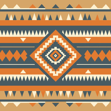 Southwestern Geometric Pattern with Tribal Ethnic Motif