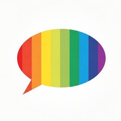 Obraz premium A rainbow-colored speech bubble on a white background