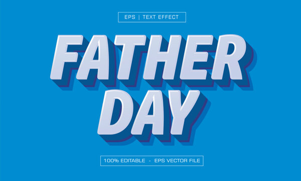 3D White and Blue Bold Father Day Editable Text Effect