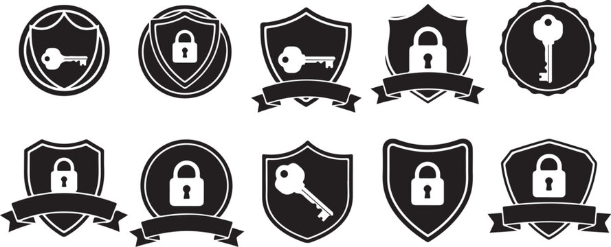 Security icons with locks and keys symbols