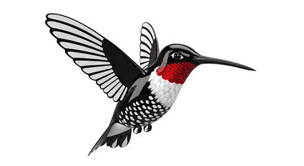 Naklejka premium Stylized Black and White Hummingbird with Red Throat