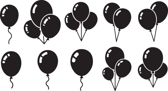 Black Balloons on White Background Illustration