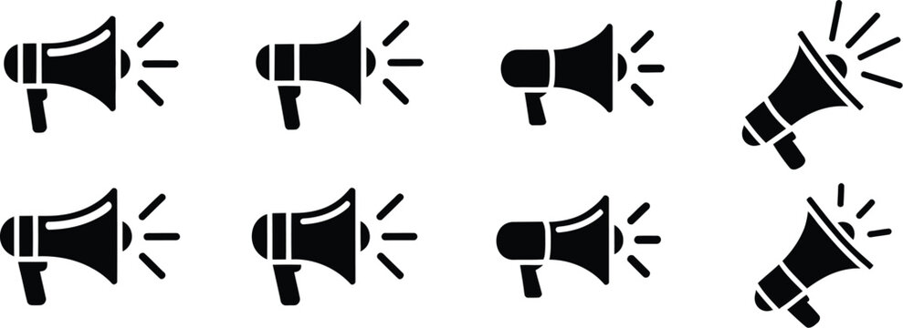 Set of megaphone icons for marketing and communication