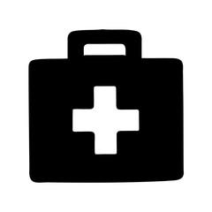 Obraz premium Stylized medical kit icon representing first aid and healthcare assistance services
