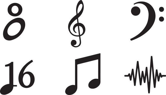 Music Notes and Symbols on White Background