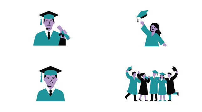 Graduates celebrate accomplishment with cap toss and diploma