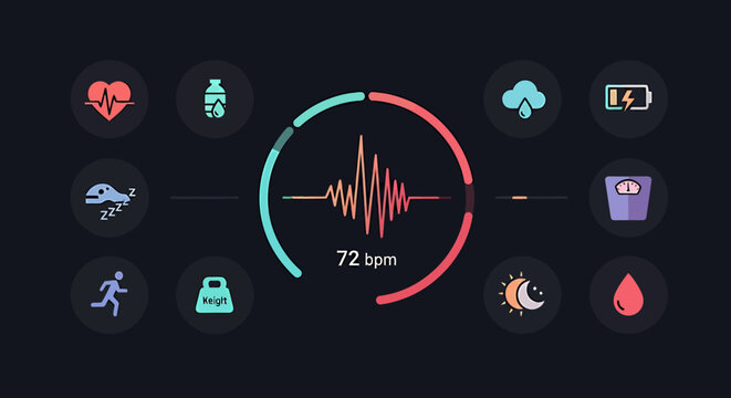 Smartwatch interface with health metrics.