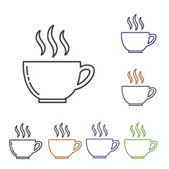 Obraz premium Colorful Vector Illustrations of Steaming Hot Coffee Cups