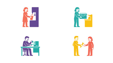 Fototapeta premium Four icons show circular economy actions