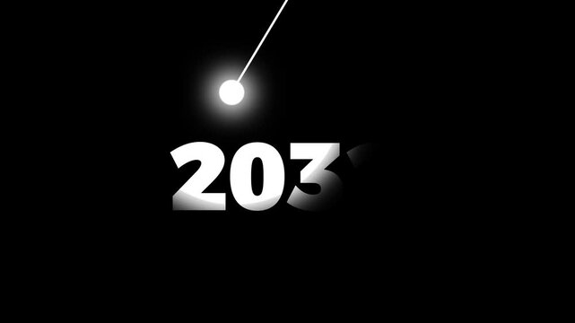 Bright Idea Lighting Up 2032 &ndash; Futuristic New Year Concept Symbolizing Innovation, Hope, Strategy and on a black background.4k video animation.