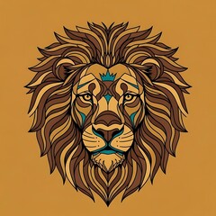 Obraz premium A colorful illustration of a lion's head with a majestic mane
