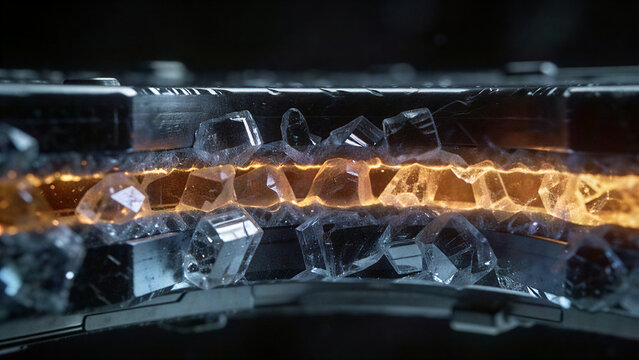 Macro Photography of Futuristic Solid-State Battery Cell Cross-Section