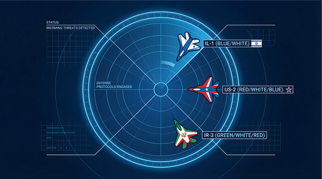 Military Radar Display Showing Fighter Jet Tracking and Air Defense Monitoring