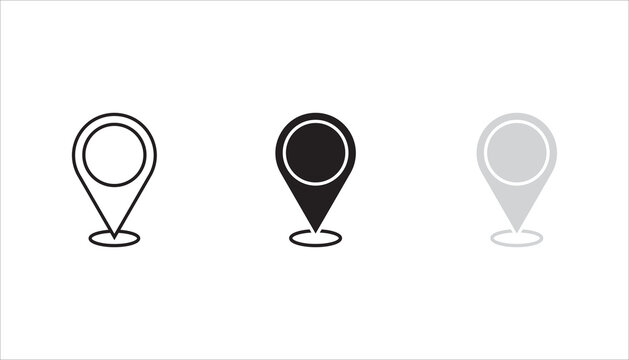 Simple location map pin outline icon. Minimal marker symbol for GPS navigation, map positioning, location identification, and travel applications.