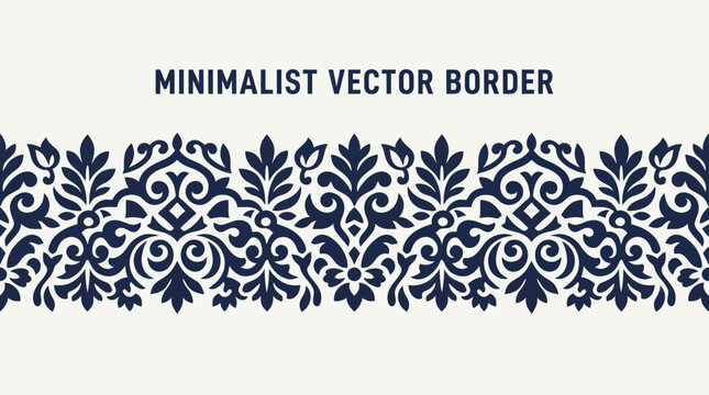 Seamless Ornate Floral Border Design Element with Intricate Botanical Patterns.