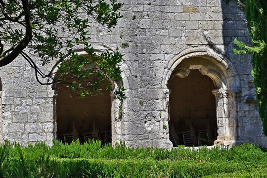 La Roque d'Antheron: il chiostro dell'Abbazia di Silvacane, Luberon, Provenza, Francia