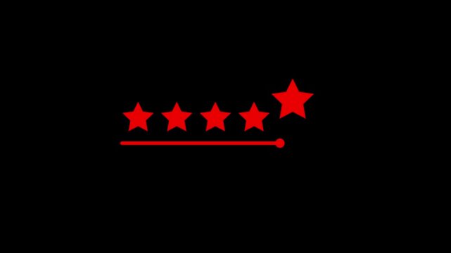 Five black rating stars isolated on a white background - Star video animation for product reviews and feedback