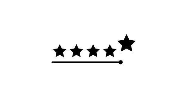 Five black rating stars isolated on a white background - Star video animation for product reviews and feedback