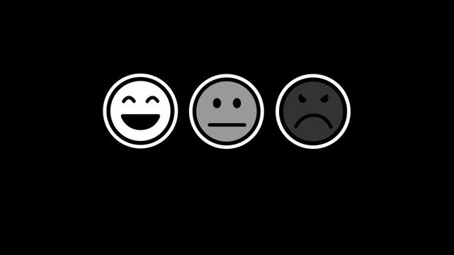 Customer feedback rating icons with happy neutral and sad emoji faces for user experience evaluation and satisfaction survey system 4k animation video